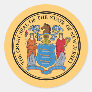 New Jerseyan Seal, förseglingen till New jersey St Runt Klistermärke