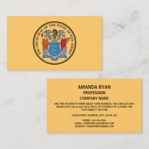 New Jerseyan Seal, sigill, New jersey Visitkort