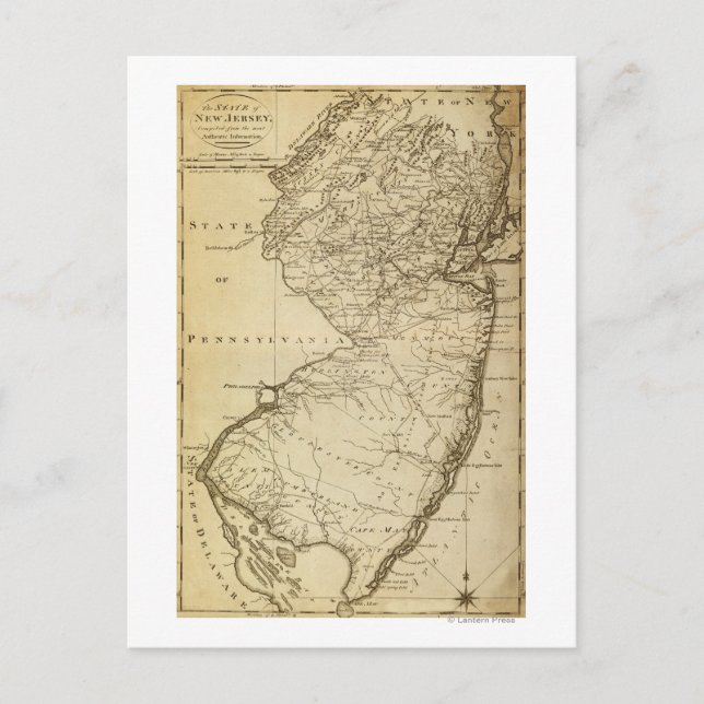 New JerseyPanoramic MapNew Jersey Vykort (Framsida)