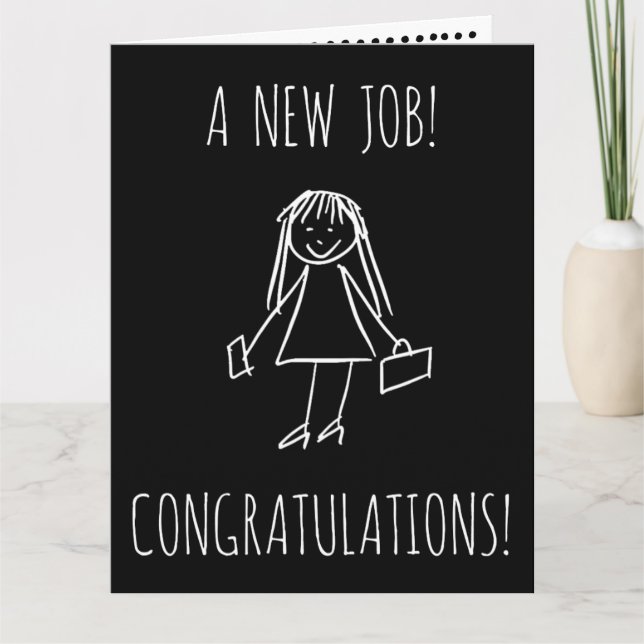 New Job | Woman | Greeting Card Tack Kort (Framsida)