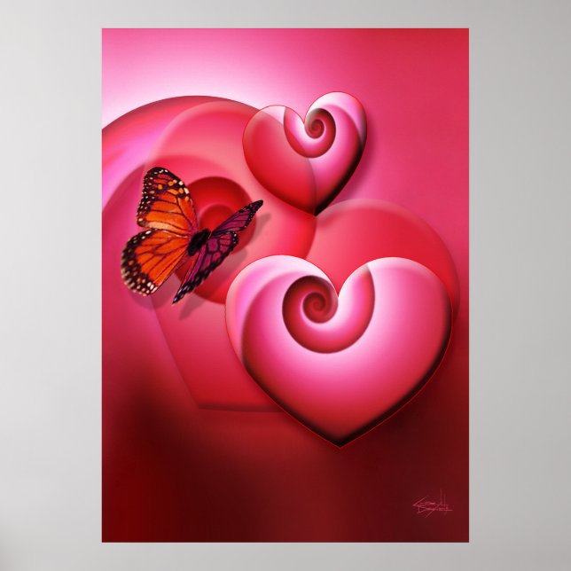 New Kärlek Hearts Poster (Framsidan)