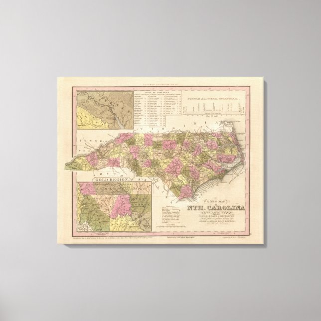 New Karta of North Carolina Canvastryck (Framsida)