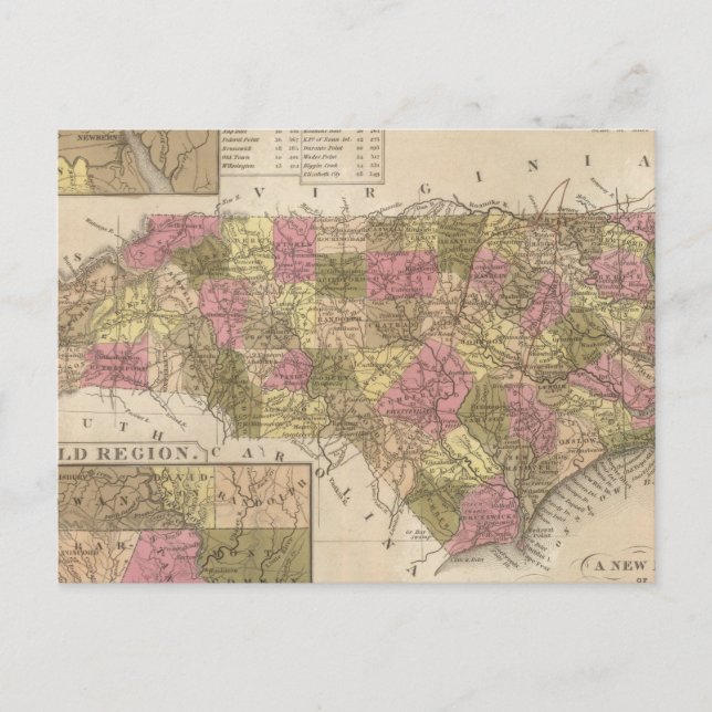 New Karta of North Carolina Vykort (Framsida)