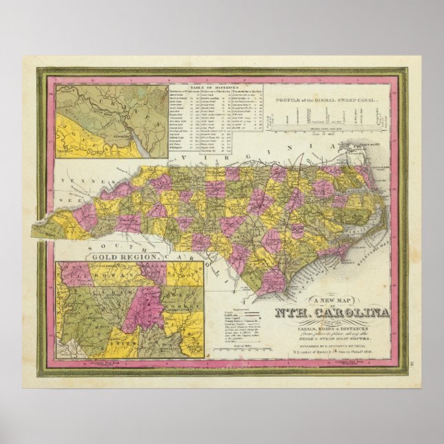 New Karta of Nth Carolina Poster (Framsidan)