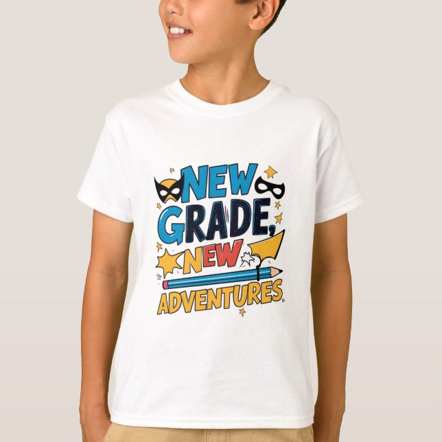 "New klass new äventyr".hjälte från Back to school T Shirt (Framsida)