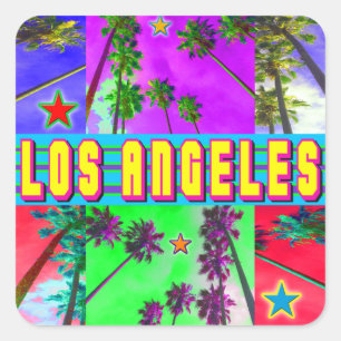 New Life: "Los Angeles" Sticker Fyrkantigt Klistermärke