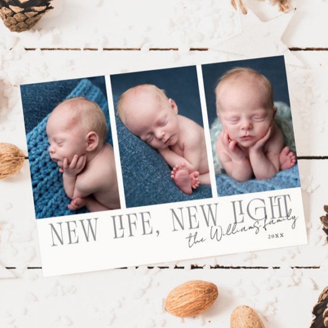 New Life New Light White Birth Announcement Julkort (Skapare uppladdad)