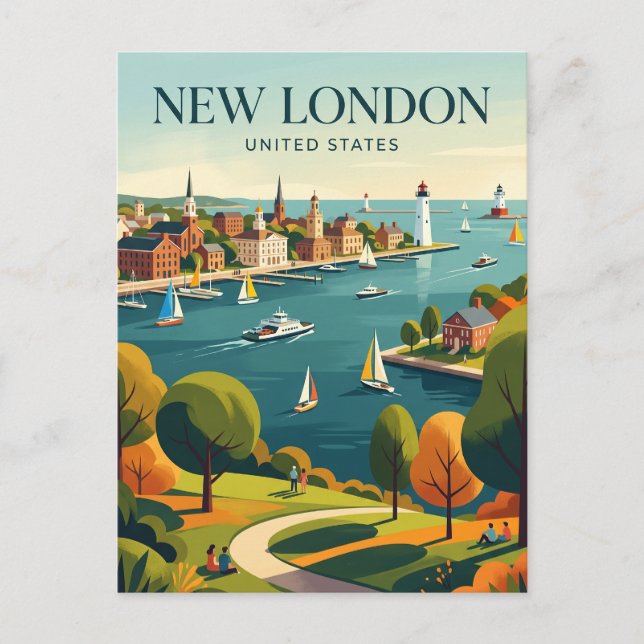New London Connecticut Vykort (Framsida)