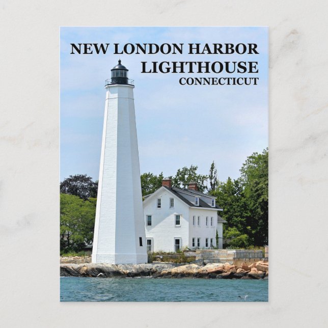 New London Harbour Lighthouse, Connecticut Postcar Vykort (Framsida)