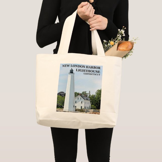 New London Harbour Lighthouse, CT Tote Bag Jumbo Tygkasse (Framsida (produkt))