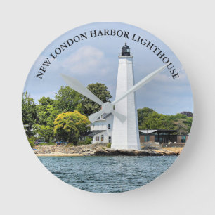 New London Harbour Lighthouse, CT Wall Clock Rund Klocka