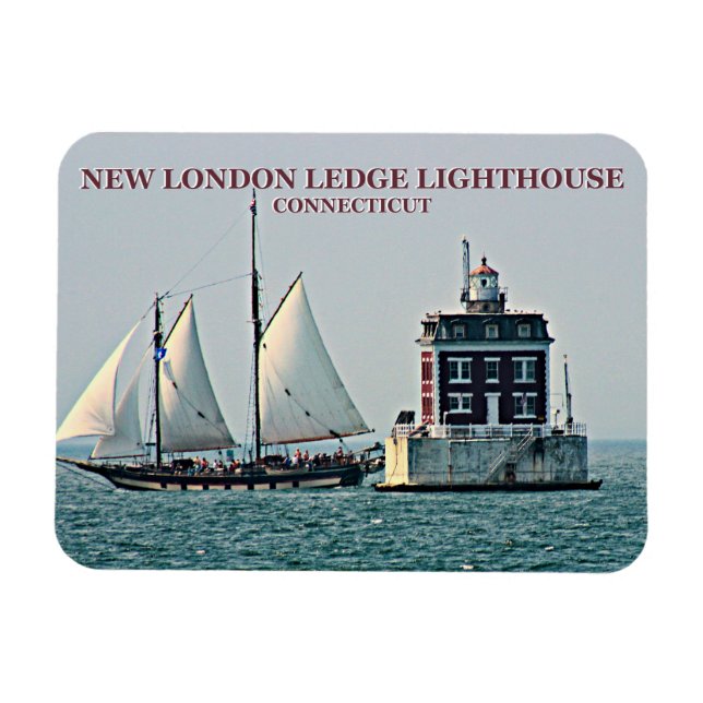 New London Ledge Light, Connecticut Photo Magnet (Horisontell)