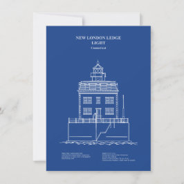 New London Ledge Lighthouse - Connecticut - AD Anteckningskort