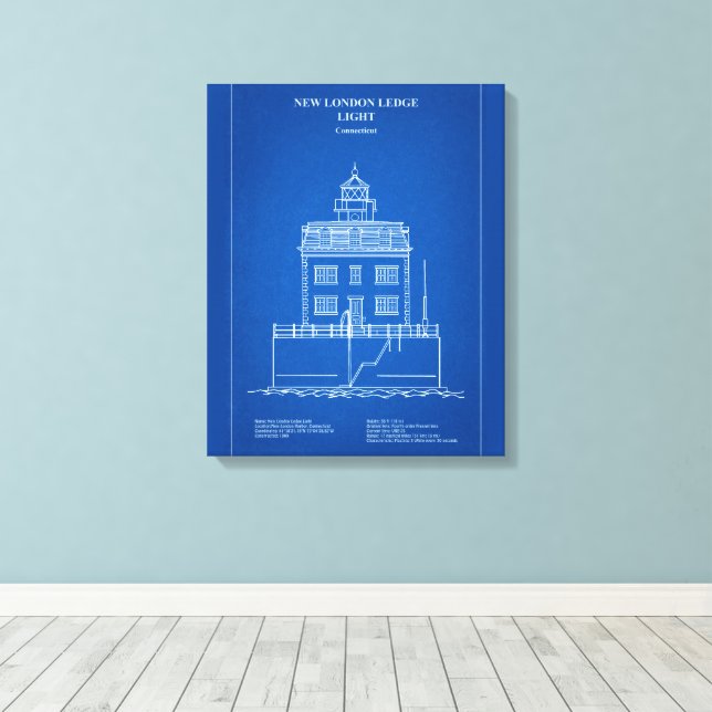 New London Ledge Lighthouse - Connecticut - AD Canvastryck (Insitu (trägolv))