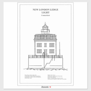 New London Ledge Lighthouse - Connecticut - BD Klistermärken
