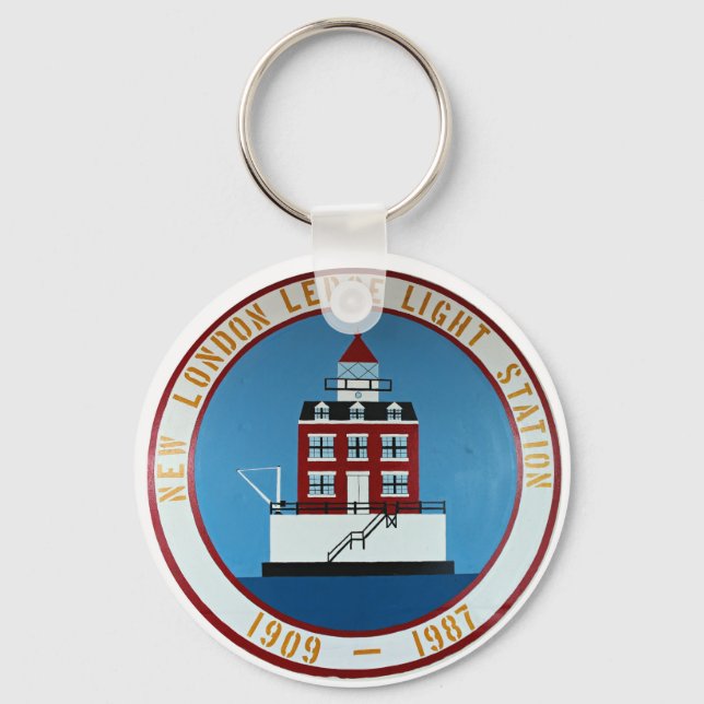New London Ledge Lighthouse, Connecticut Keychain Nyckelring (Framsida)