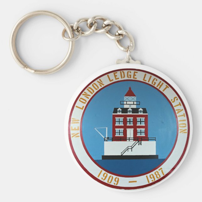 New London Ledge Lighthouse, Connecticut Keychain Nyckelring (Framsidan)