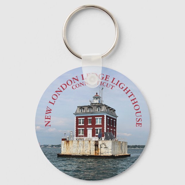 New London Ledge Lighthouse, Connecticut Keychain Nyckelring (Framsida)