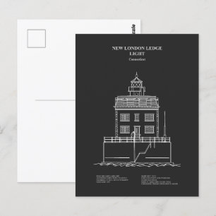 New London Ledge Lighthouse - Connecticut - PD Vykort