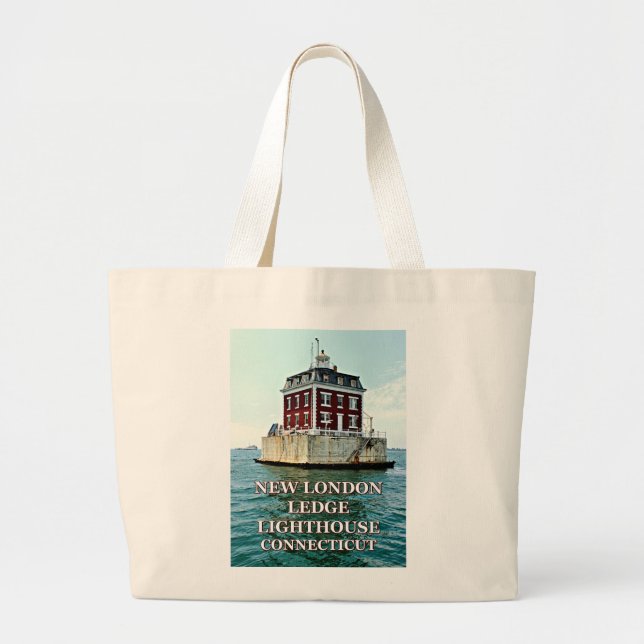 New London Ledge Lighthouse, Connecticut Tote Bag Jumbo Tygkasse (Framsidan)