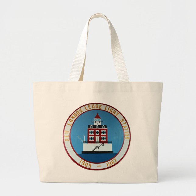 New London Ledge Lighthouse, Connecticut Tote Bag Jumbo Tygkasse (Framsidan)