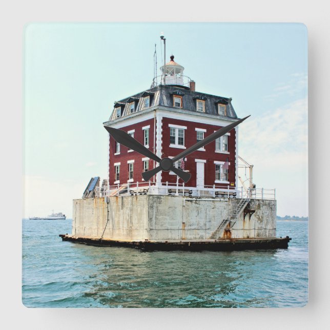 New London Ledge Lighthouse Connecticut Wall Clock Fyrkantig Klocka (Framsida)