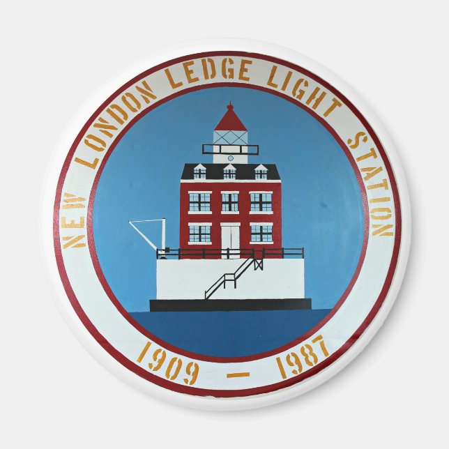 New London Ledge Lighthouse, CT Round Magnet (Framsidan)