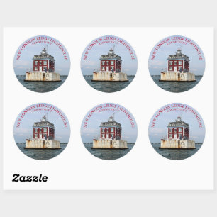 New London Ledge Lighthouse, CT Round Sticker Runt Klistermärke