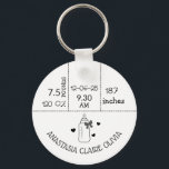 New mamma Baby ankomst baby stater nyfödd bebis Gi Nyckelring<br><div class="desc">Nya ankomststangården i Baby - Perfekt Gift for First-Time Mammor firar ankomsten av ett dyrt nyfödd bebis med denna vackra nyckelkedja för stater i baby som är i personlig, designad för att fånga de minnesvärda detaljerna om din baby födelse. Den här nyckelkedjan har en anpassningsbar som går in i baby...</div>