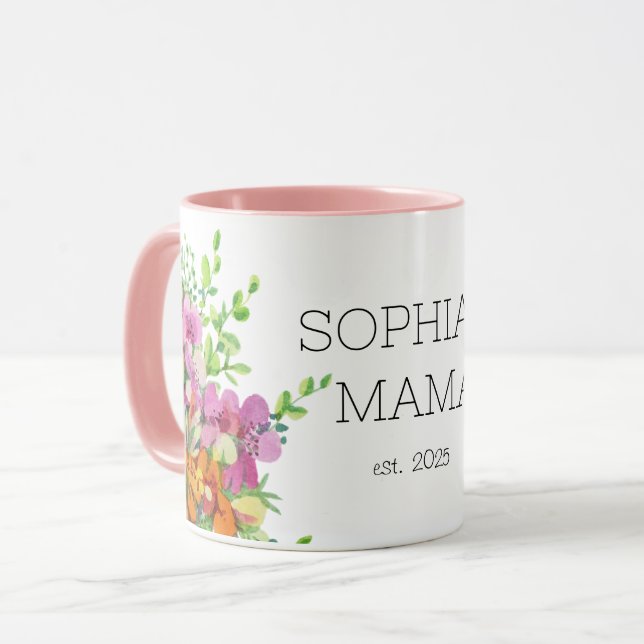 New Mamma mugg, ROSA FLOWERS Mugg (Framsida vänster)