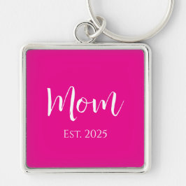 New mamma Shock rosa Cute Mors dag Fyrkantig Silverfärgad Nyckelring