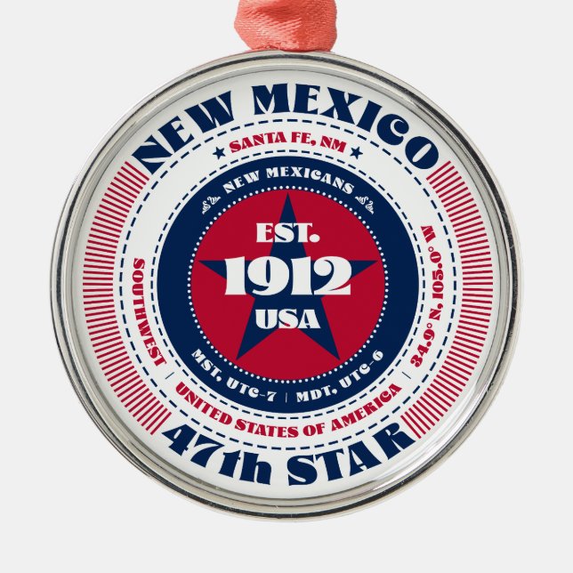 New mexico 47:e statliga juldagen julgransprydnad metall (Framsidan)