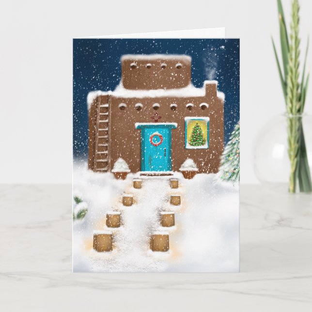 New Mexico Adobe Christmas Scene Holiday Card Helgkort (Framsida)