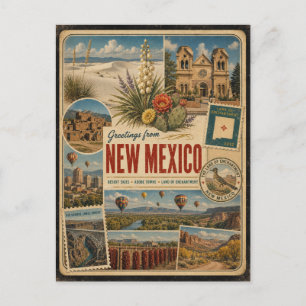 New Mexico Äkta Vintage Stil Vykort
