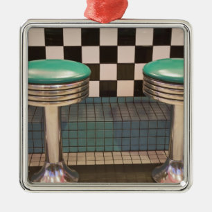 New Mexico, Albuquerque. The 66 Diner längs Julgransprydnad Metall