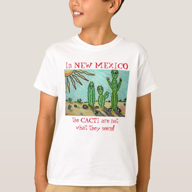 new mexico Alien Cactus Funny Roswell Tecknad T Shirt (Framsida)