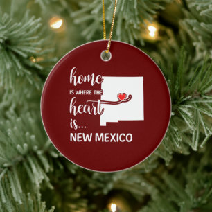New mexico är där hjärtat finns julgransprydnad keramik