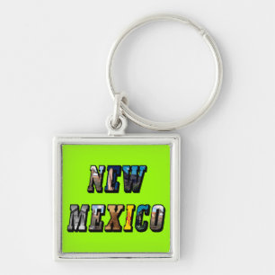 New mexico Bild Fyrkantig Silverfärgad Nyckelring