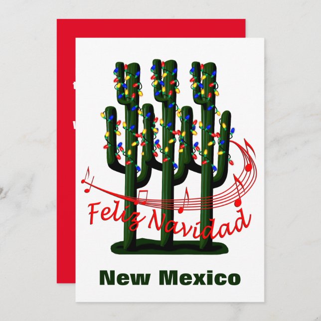 New mexico Cactus jul Feliz Navidad Helgdag  Julkort (Fram/baksida)