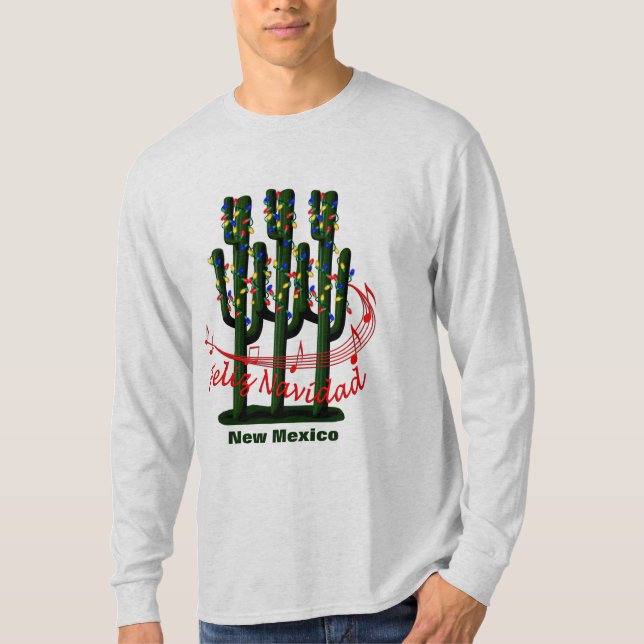 New mexico Cactus jul Feliz Navidad T-shirt (Framsida)