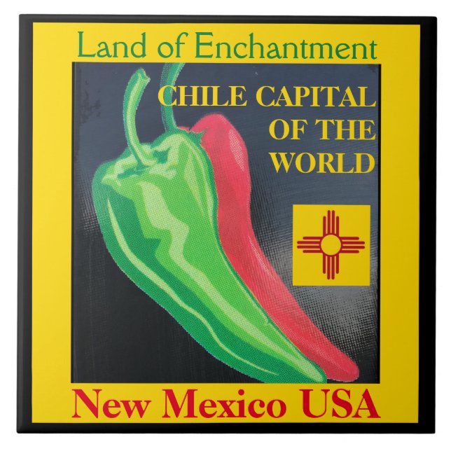 New mexico Chile Land Enchantment Red eller Grönt Kakelplatta (Framsidan)