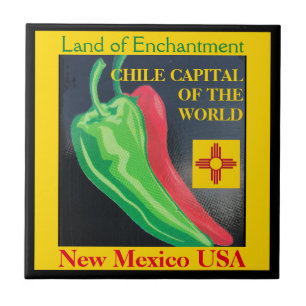 New mexico Chile Land Enchantment Red eller Grönt Kakelplatta