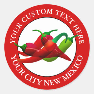 New mexico Chili Peppers Anpassningsbar Text  Runt Klistermärke