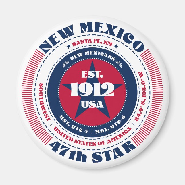 New mexico Circle Typography Souvenir Magnet (Framsidan)