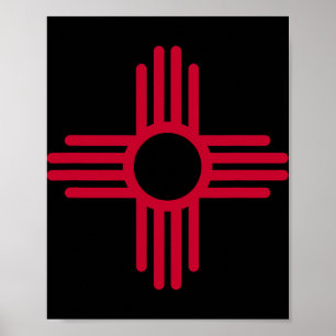 New Mexico delstatliga flagga Zia symbol flagga Poster