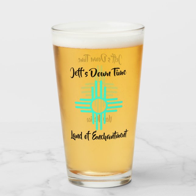 New mexico eget namn Zia Sol Symbol Gift Beer Gl Glaskopp (Baksida fylld)