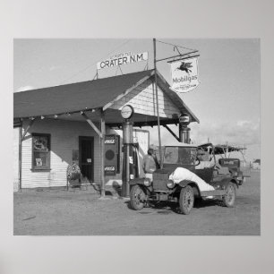 New Mexico Filling Station, 1936. Vintage Foto Poster