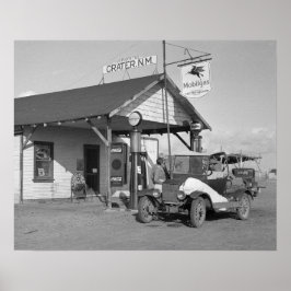 New mexico Filling Station, 1936. Vintage Photo Poster
