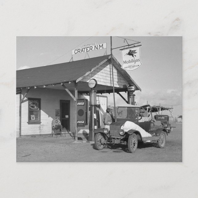 new mexico Filling Station, 1936 Vykort (Framsida)