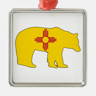New Mexico Flag Björn Julgransprydnad Metall